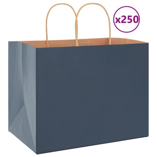 Хартиени торбички 250 бр с дръжки сини 32x22x24 см