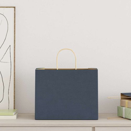 Хартиени торбички 250 бр с дръжки сини 32x22x24 см