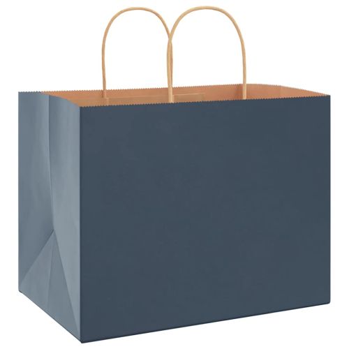 Хартиени торбички 250 бр с дръжки сини 32x22x24 см
