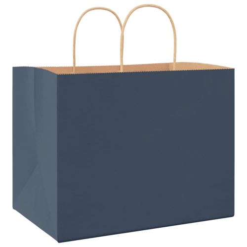 Хартиени торбички 250 бр с дръжки сини 32x22x24 см