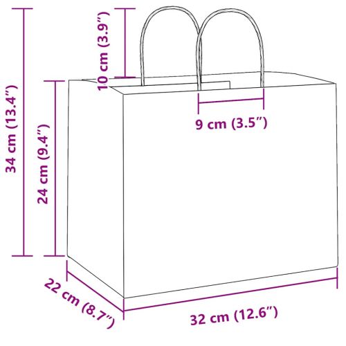 Хартиени торбички 250 бр с дръжки сини 32x22x24 см