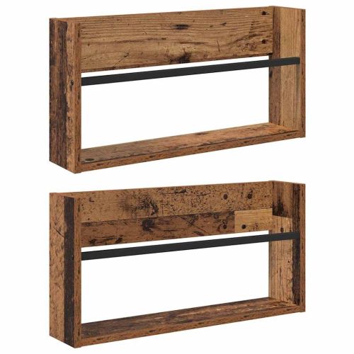 Етажерка за списания с рафт 2 бр. Старо дърво 60 x 12 x 30 см