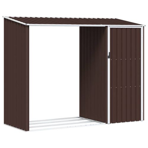 Градински навес кафяв 245x98x159 см поцинкована стомана