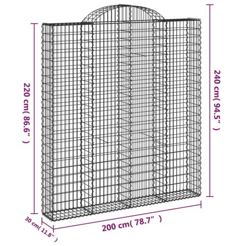 Габионни кошници арка 3 бр 200x30x220/240 см поцинковано желязо