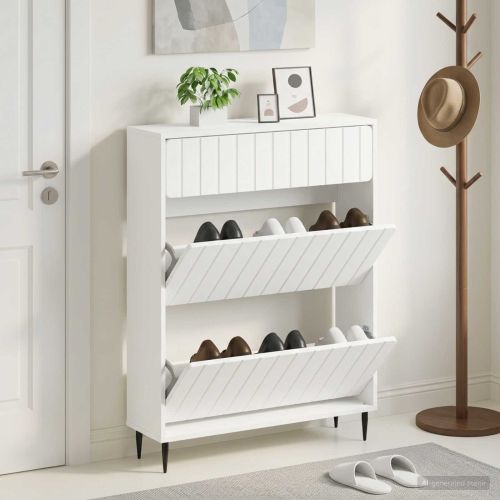 Шкаф за обувки ZWOLLE 78 x 24 x 103 см Инженерна дървесина Бяло