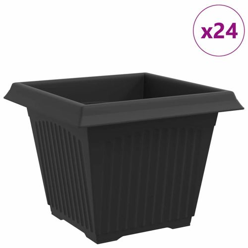 Квадратна цветна саксия 24 бр. Черно 28,5 x 28,5 x 22 см