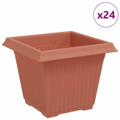 Квадратна цветна саксия 24 бр. Червено тухла 20 x 20 x 16 см