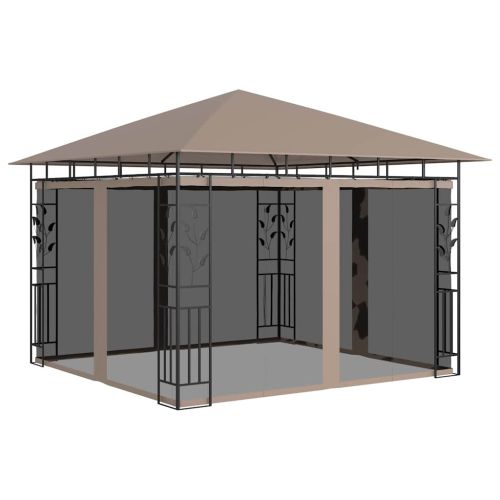 Шатра с мрежа против комари, 3x3x2,73 м, таупе, 180 г/м²
