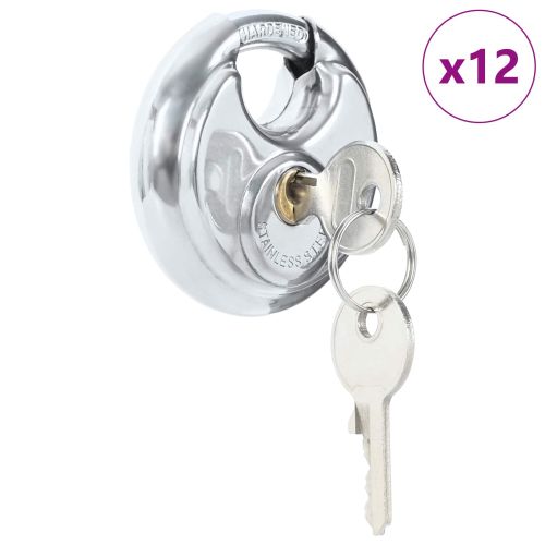 Заключващи катинари с ключове 12 бр. Сребристо 9 x 2.8 x 9 см