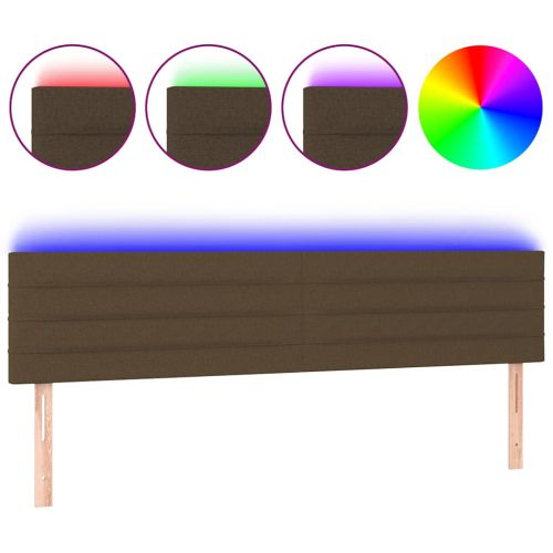 LED горна табла за легло, тъмнокафява, 160x5x78/88 см, плат