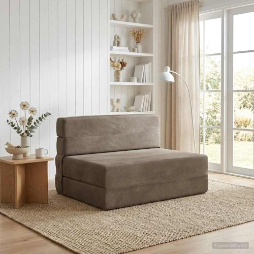 Сгъваем диван легло Светлосиво 70 x 72 x 60 cm Текстил