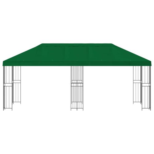 Градинска беседка 6 x 3 m Зелено Полиестер и стомана 190 gsm
