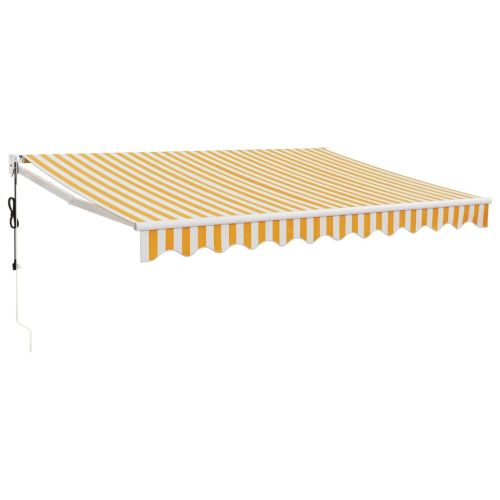 Автоматично прибираща се тента, жълто и бяло, 3,5x2,5 м