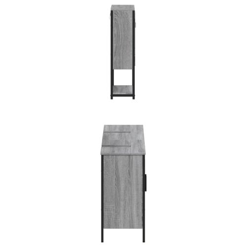 Комплект мебели за баня от 3 части сив сонома инженерно дърво
