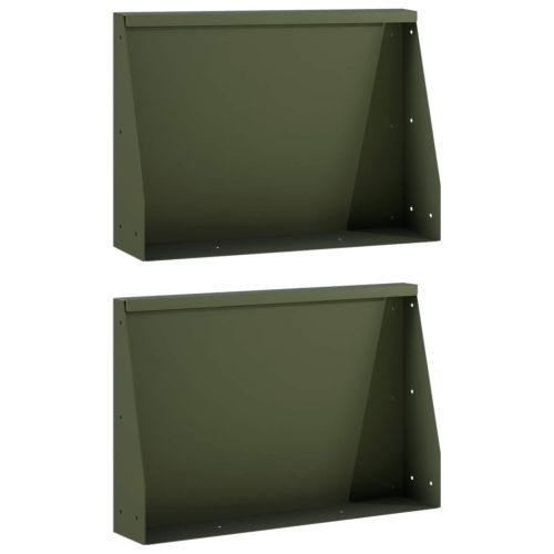 Задържащи стени 2 бр. 60 x 12 x 30 см Стомана Маслиненозелено