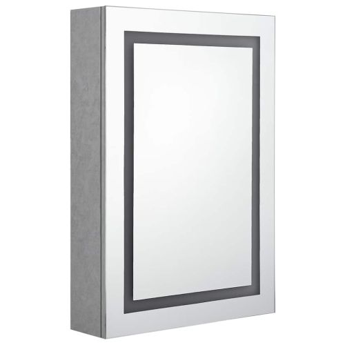 LED шкаф с огледало за баня, бетонно сив, 50x13x70 см