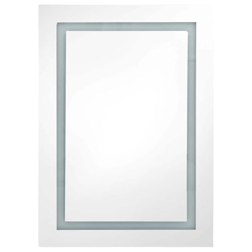 LED шкаф с огледало за баня, бетонно сив, 50x13x70 см