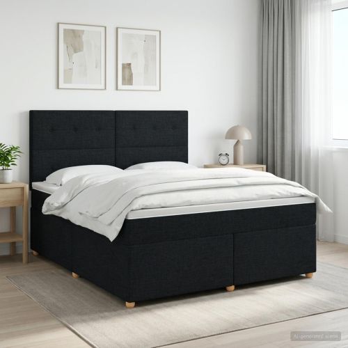 Континентално легло с матрак Черно 180 x 200 cm Текстил