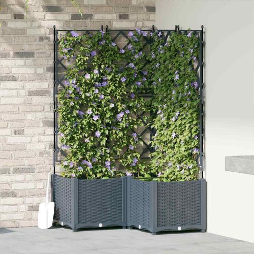 Градинска саксия 3 бр. Светлосиво 80 x 80 x 143 см ПП