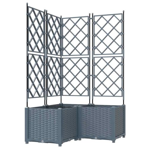 Градинска саксия 3 бр. Светлосиво 80 x 80 x 143 см ПП