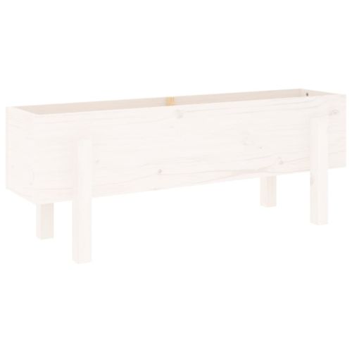 Градинско повдигнато легло, бяло, 101x30x38 см, бор масив