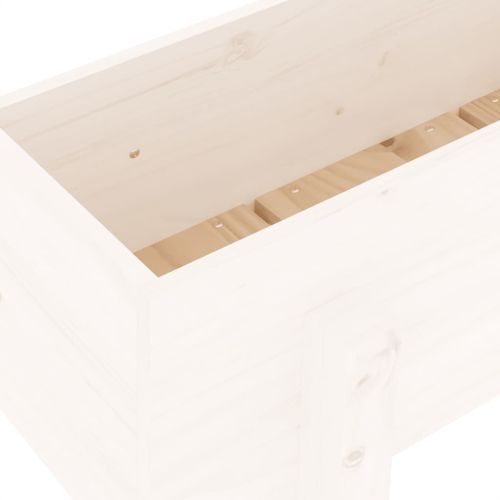 Градинско повдигнато легло, бяло, 101x30x38 см, бор масив