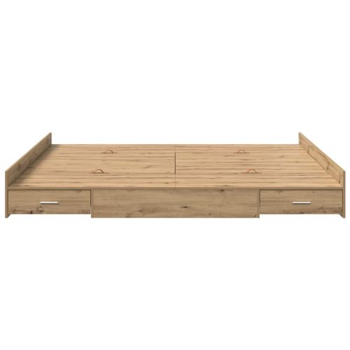 Легло с място за съхранение с чекмедже с врата Дъб 200 x 200 cm