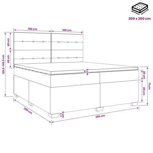 Континентално легло с матрак Розово 200 x 200 cm Кадифе