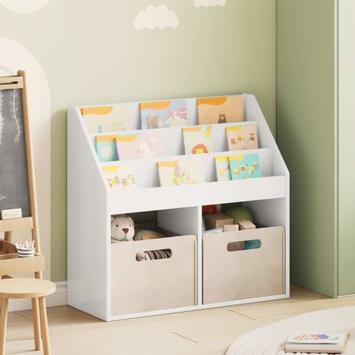 Детска рафт за книги Лъскаво бяло 72,5 x 29,5 x 69 см
