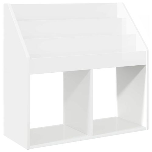Детска рафт за книги Лъскаво бяло 72,5 x 29,5 x 69 см