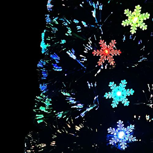 Коледна елха с LED снежинки, черна, 240 см, оптично влакно