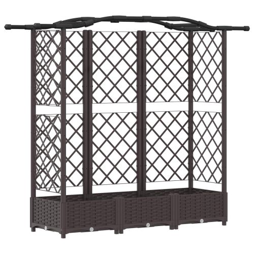 Повдигнато легло с решетка и покривка Кафяво 163 x 40 x 123 см