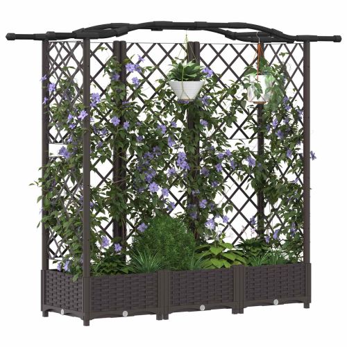 Повдигнато легло с решетка и покривка Кафяво 163 x 40 x 123 см