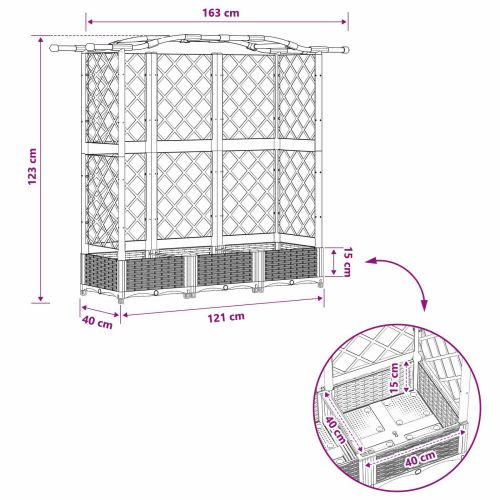 Повдигнато легло с решетка и покривка Кафяво 163 x 40 x 123 см