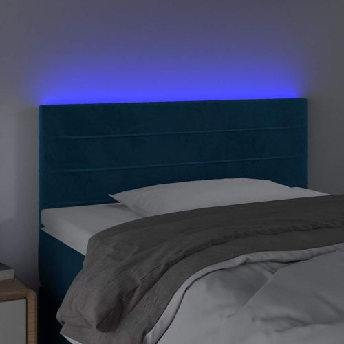 LED горна табла за легло, тъмносиня, 80x5x78/88 см, кадифе