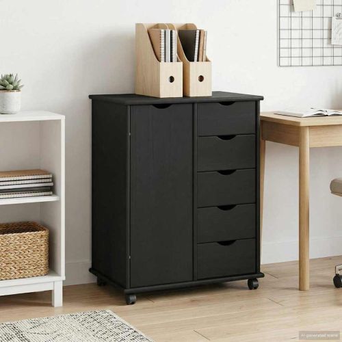 Плъзгащ кабинет 63,5 x 39 x 79 см Солиден бор Черно