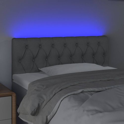 LED горна табла за легло, светлосива, 90x7x78/88 см, плат