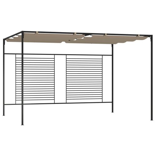 Шатра с прибиращ се покрив, 3x4x2,3 м, сива, 180 г/м²