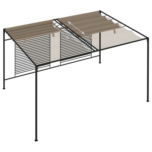 Шатра с прибиращ се покрив, 3x4x2,3 м, сива, 180 г/м²