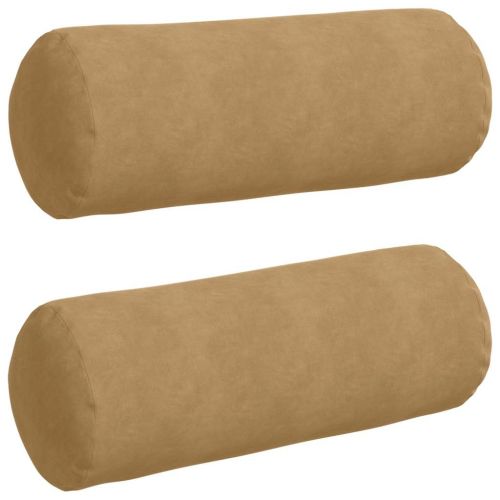 Възглавници валяци 2 pcs Кафяво Ø 25 x 70 см Кордюрова тъкан