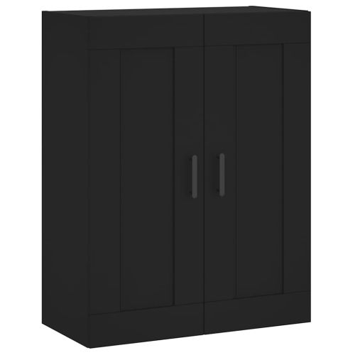 Стенен шкаф черен 69,5x34x90 см инженерно дърво