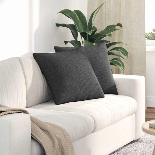 Диван възглавници 2 pcs Тъмен сив 50 x 50 cm Кордюрова тъкан