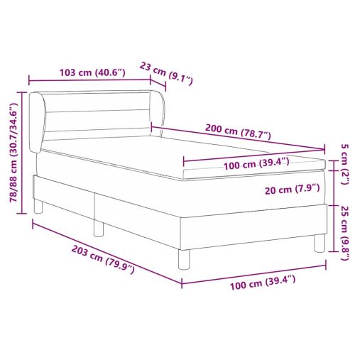 Легло с пружинирана основа с таблото Черно 100 x 200 cm текстил