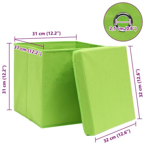 Кутии за съхранение с капаци 10 бр зелени 32x32x32 см плат