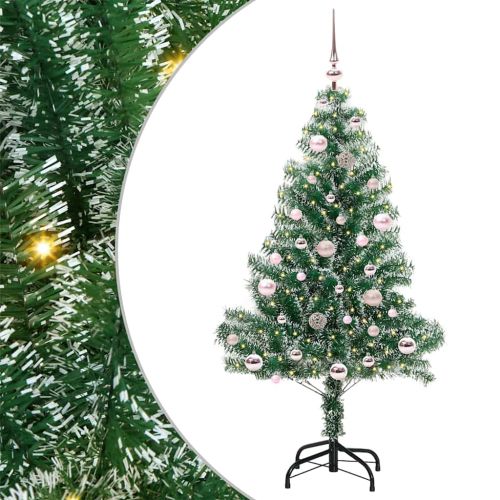 Изкуствена коледна елха със сняг и LED светлина 150 cm