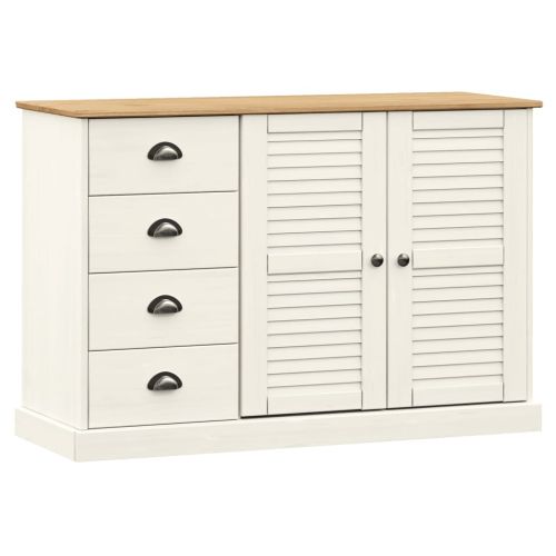 Бюфет с чекмеджета VIGO, 113x40x75 см, бял, бор масив
