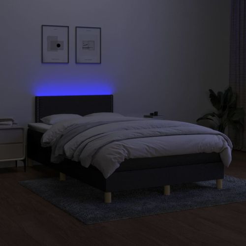 Боксспринг легло с матрак и LED, черно, 120x190 см, плат