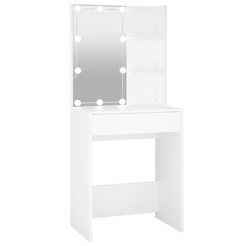Тоалетка с LED, бяла, 60x40x140 см