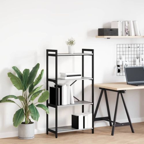 Рафт за книги 60 x 30 x 120 см Инженерна дървесина Сив сонома