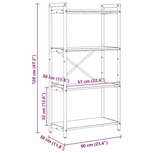 Рафт за книги 60 x 30 x 120 см Инженерна дървесина Сив сонома